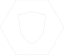 A pixelated black and white image of a geometric shape with a shield in the center. Inside the shield is the number "1" in a bold, simple font, surrounded by multiple layers of hexagonal borders.